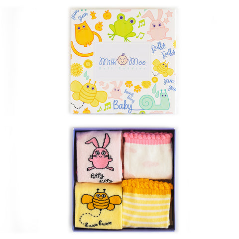 Milk&Moo Buzzy Bee and Chancin 4 Piece Baby Sock Set