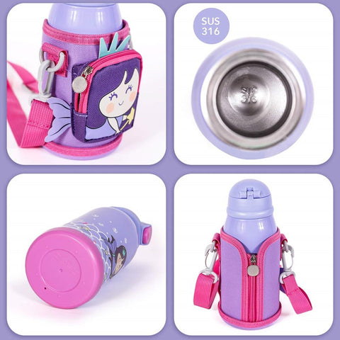 MILK&MOO Steel Kids Water Bottle with Bag Mermaid 550 ml/18.5 oz