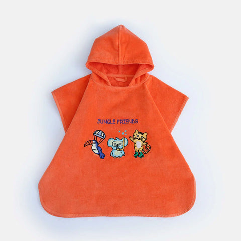 Milk&Moo Kids Poncho %100 Cotton One Size Orange