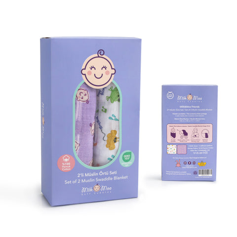 Milk&Moo Müslin Örtü 2'Li Set Milk&Moo Friends