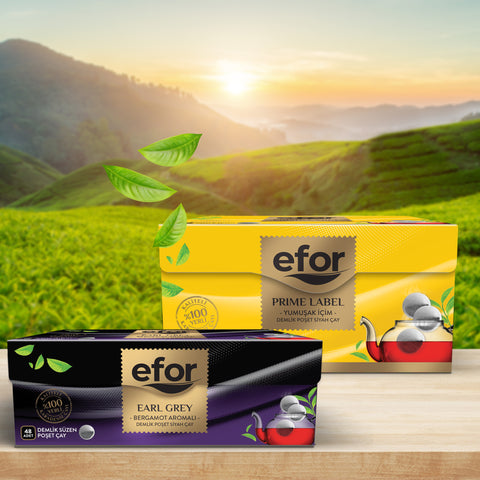 Efor Prime Label 100*3,2 gr Demlik Poşet - Efor Earl Grey 48*3,2 gr Demlik Poşet Çay-Set