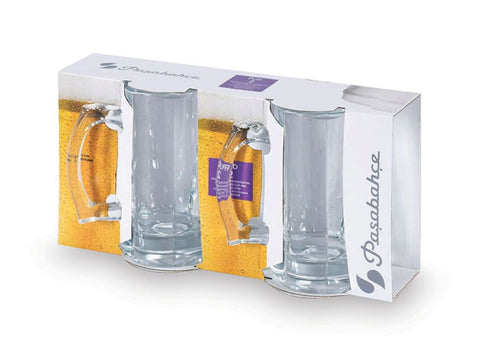 Paşabahçe 55049 Pub Beer Glasses with Handle, 2 Pieces, 355 cc