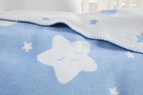 Dolce Bonita Home Cotton Baby Blanket Star, Light Blue
