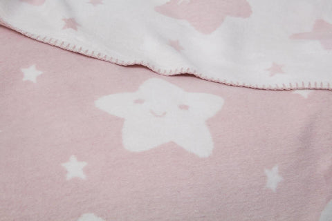 Dolce Bonita Home Cotton Baby Blanket Star, Light Powder