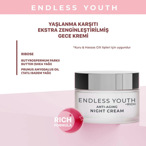 Sheida Endless Youth Yaşlanma Karşıtı Ekstra Zenginleştirilmiş Gece Kremi 50 ml - Kuru & Hassas Ciltler