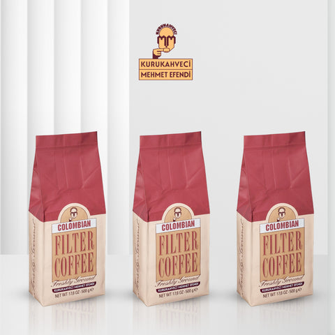 Kurukahveci Mehmet Efendi Turkish Beans Colombian Filter Coffee 500 Gr*3