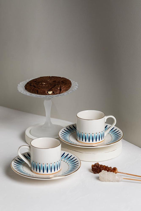 Porser Palm Blue Pure Coffee Set 4 Pieces