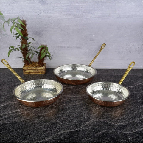 Keep London Kitchen Copper Hitit Serisi 3 'lü El Yapımı Özel Tasarım Bakır Tava Seti