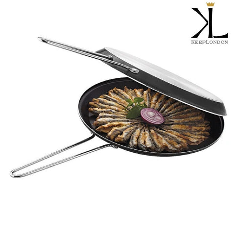 Keep London Kitchen Cooker Series Fish Freyer 32cm Granite Double Sided Twin Fish Cooking Pan