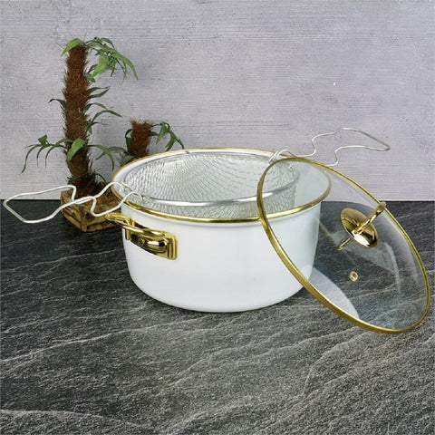 Keep London Special Design Fryer Series Retro Shiny Whitey White Big Size Large 3.7Lt Frying Pan