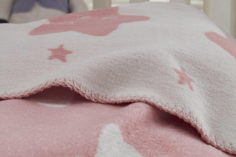 Dolce Bonita Home Cotton Baby Blanket Star, Pink