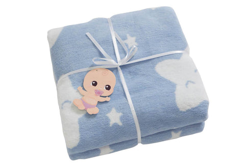 Dolce Bonita Home Cotton Baby Blanket Star, Light Blue