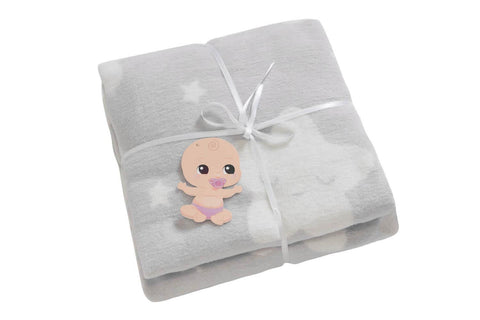 Dolce Bonita Home Cotton Baby Blanket Star, Light Gray