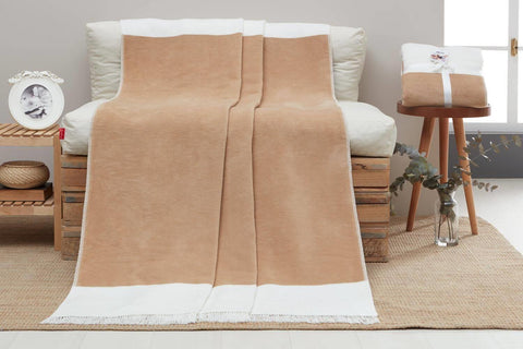Dolce Bonita Home Single Cotton Blanket Another Coffee-White