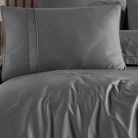 Hobby Plain - Gray Double 300TC Satin Duvet Cover Set