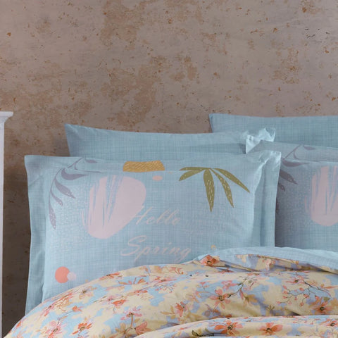Hobby Lily Blue-Poplin Double Duvet Cover Set