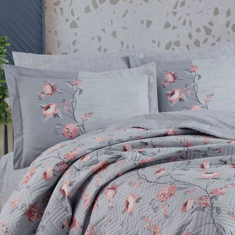 Hobby Benita Gri - Çift Kişilik Poplin Kapitone Nevresim Takımı