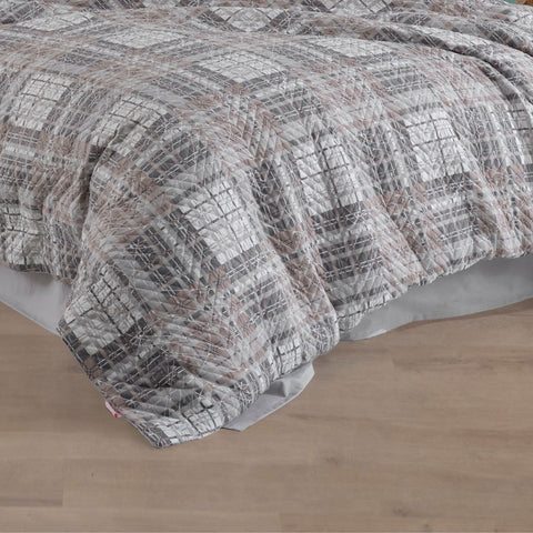 Hobby Lucia Gray - Single Poplin Quilted Duvet Cover Set