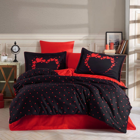 Hobby Amore Black - Double Satin Duvet Cover Set
