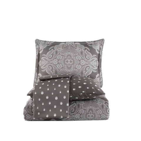 Hobby Ruby Anthracite - Double Satin Duvet Cover Set