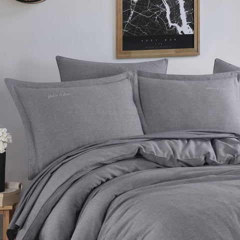 Hobby Yarn Dyed Double Duvet Cover Set - Black