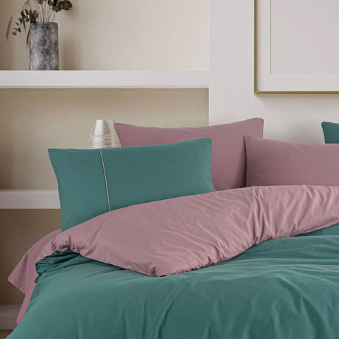 Hobby Diamond Yeşil Pudra  - Poplin Çift Kişilik Nevresim Takımı - 4 Yastıklı