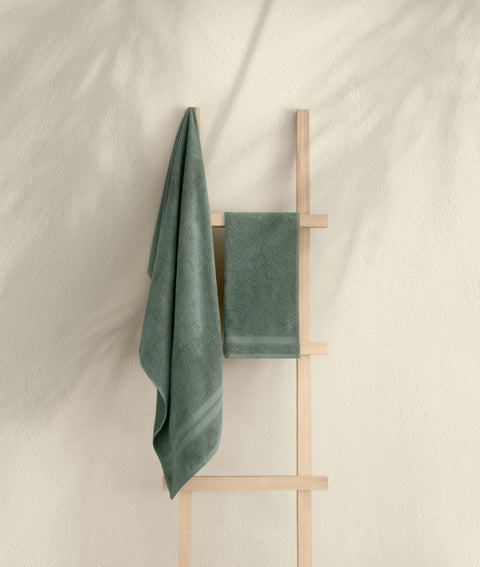 Koza Home Likya 100% Cotton Bordered Green 2-Piece Dowry Towel Set 1004A 70 x 140 - 50 x 90