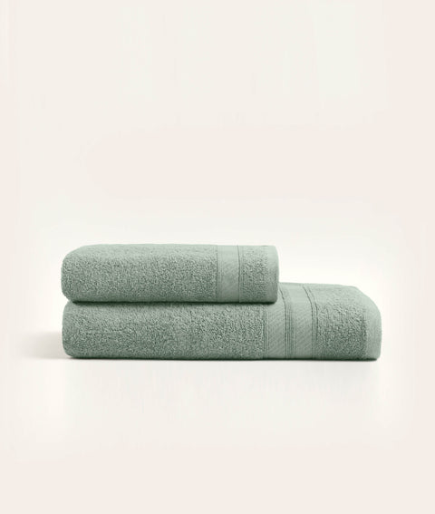 Koza Home Likya 100% Cotton Bordered Green 2-Piece Dowry Towel Set 1004A 70 x 140 - 50 x 90