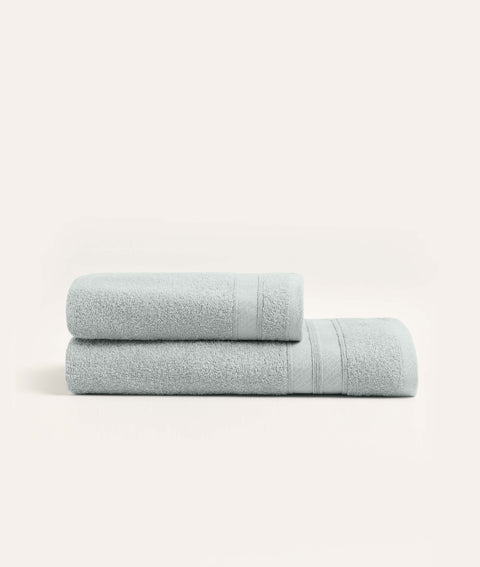 Koza Home Likya 100% Cotton Bordered Gray 2-Piece Dowry Towel Set 1006A 70 x 140 - 50 x 90