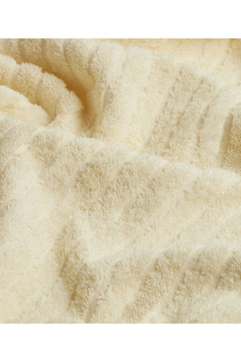 Koza Home Likya 100% Cotton Jacquard Border Cream 2-Piece Dowry Towel Set Cross Striped 1018A 70 x 140 - 50 x 90