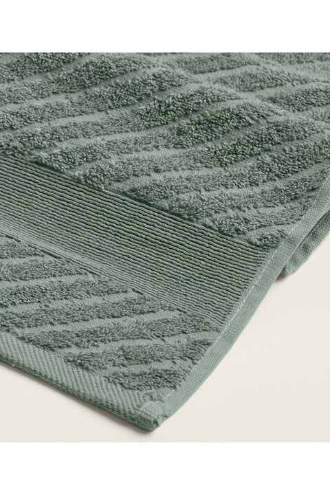 Koza Home Likya 100% Cotton Jacquard Border Green 2-Piece Dowry Towel Set Cross Striped 1015A 90 x 150 - 50 x 90