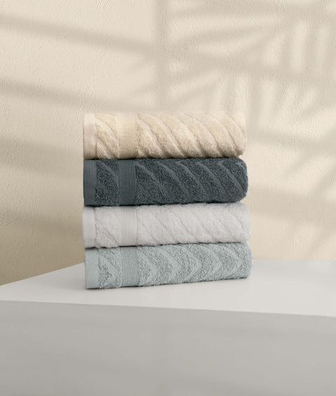 Koza Home Likya 100% Cotton Jacquard Border Herringbone 4-Piece Face Dowry Towel Set 1024A Standard