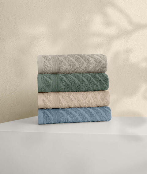 Koza Home Likya 100% Cotton Jacquard Border Herringbone 4-Piece Face Dowry Towel Set 1025A Standard