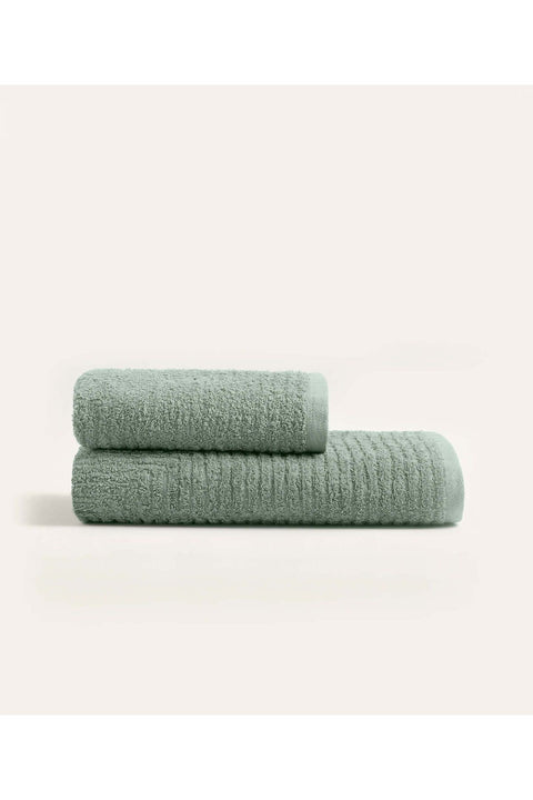 Koza Home Likya 100% Cotton Jacquard Plain Striped Green 2-Piece Dowry Towel Set 1034A 90 x 150 - 50 x 90