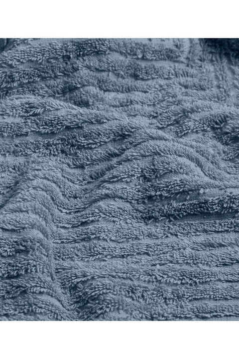 Koza Home Likya 100% Cotton Jacquard Plain Striped Blue 2-Piece Dowry Towel Set 1035A 90 x 150 - 50 x 90