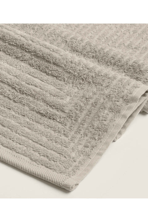 Koza Home Likya 100% Cotton Jacquard Plain Striped Mink 2-Piece Dowry Towel Set 1036A 90 x 150 - 50 x 90