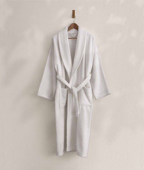 Koza Home Likya 100% Cotton Single White Dowry Bathrobe 1044A SM