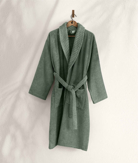 Koza Home Likya 100% Cotton Single Green Dowry Bathrobe 1040A L-XL