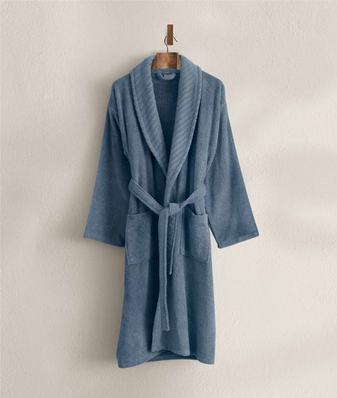 Koza Home Likya 100% Cotton Single Blue Dowry Bathrobe 1041A L-XL