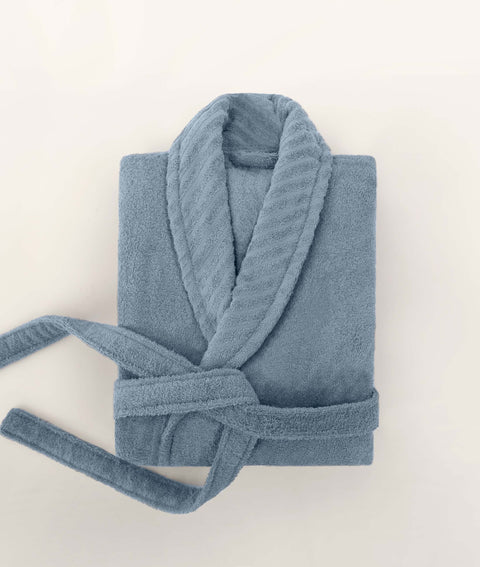 Koza Home Likya 100% Cotton Single Blue Dowry Bathrobe 1041A L-XL
