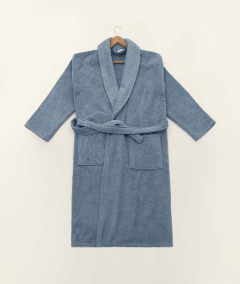 Koza Home Likya 100% Cotton Single Blue Dowry Bathrobe 1041A L-XL