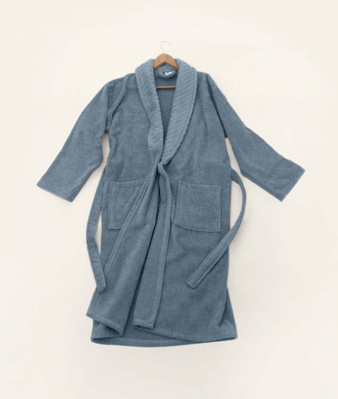 Koza Home Likya 100% Cotton Single Blue Dowry Bathrobe 1041A L-XL