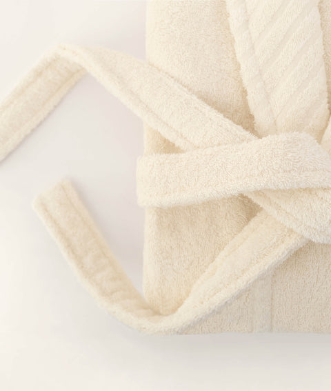 Koza Home Likya 100% Cotton Cream Dowry Bathrobe Set of 2 1 Bathrobe 1 Towel 1053A SM