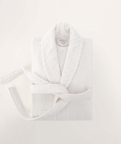 Koza Home Likya 100% Cotton White Dowry Bathrobe Set of 2 1 Bathrobe 1 Towel 1054A SM