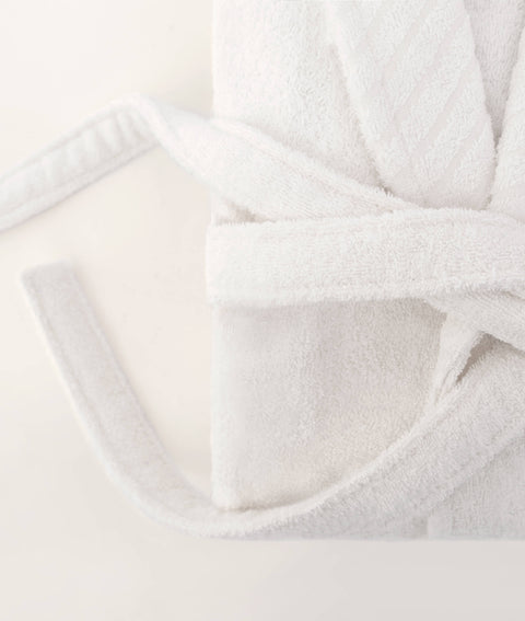 Koza Home Likya 100% Cotton White Dowry Bathrobe Set of 2 1 Bathrobe 1 Towel 1054A SM