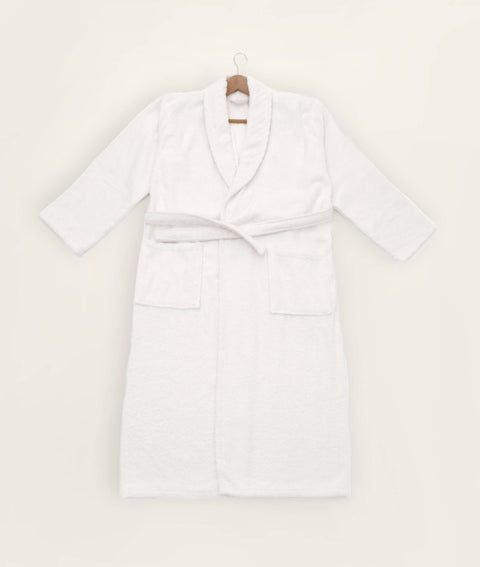 Koza Home Likya 100% Cotton White Dowry Bathrobe Set of 2 1 Bathrobe 1 Towel 1054A SM