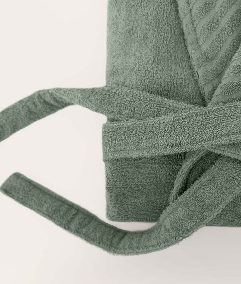 Koza Home Likya 100% Cotton Green Dowry Bathrobe Set of 2 1 Bathrobe 1 Towel 1050A L-XL