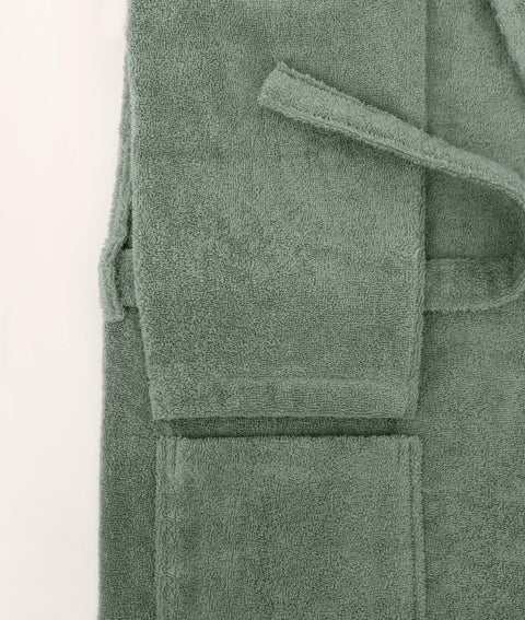 Koza Home Likya 100% Cotton Green Dowry Bathrobe Set of 2 1 Bathrobe 1 Towel 1050A L-XL