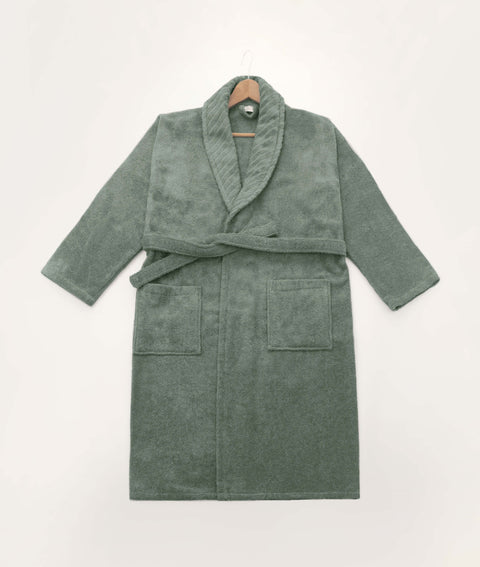 Koza Home Likya 100% Cotton Green Dowry Bathrobe Set of 2 1 Bathrobe 1 Towel 1050A L-XL