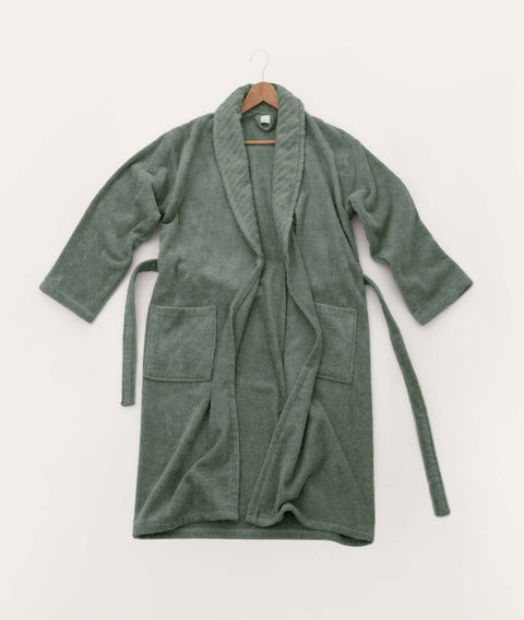 Koza Home Likya 100% Cotton Green Dowry Bathrobe Set of 2 1 Bathrobe 1 Towel 1050A L-XL